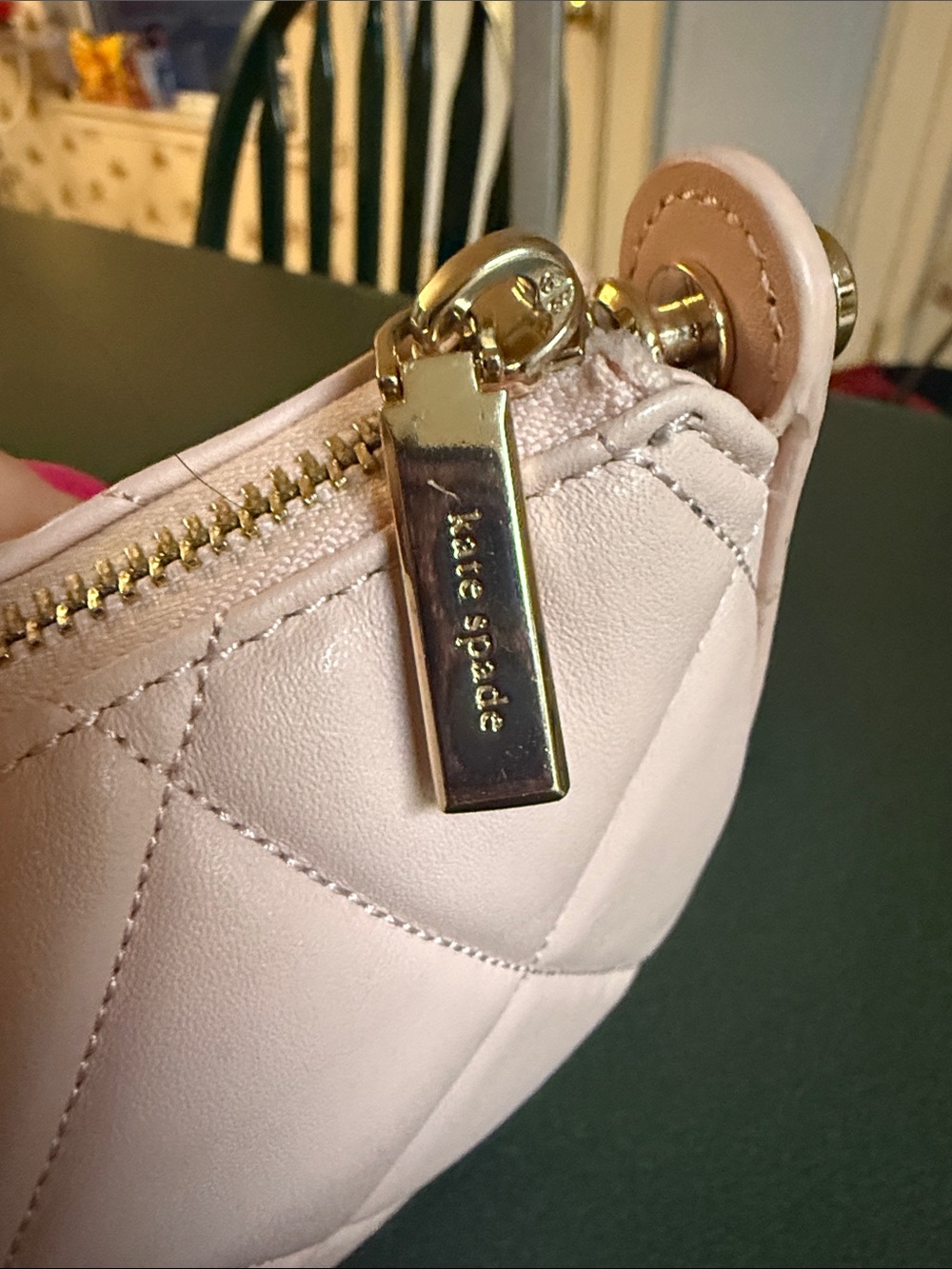 kate spade Quilted Light Pink Shoulder Bag with Gold Chain - Picture 6 of 8